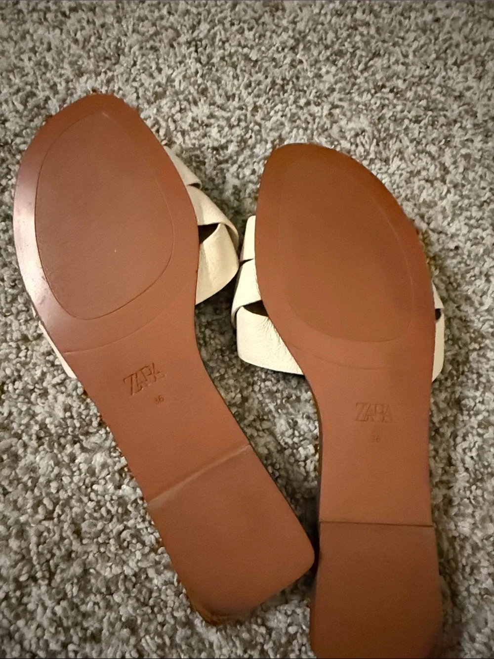 Zara Ivory Braided Square-Toe Slide Sandals - Picture 2 of 3